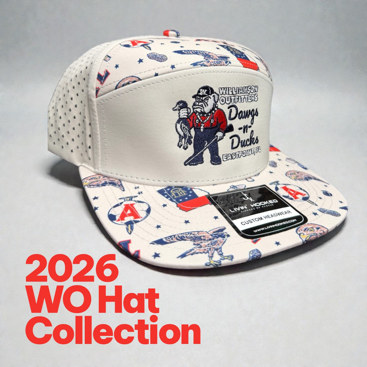 7 Panel WaterProof: Dawgs ‘N Ducks x White/Georgia