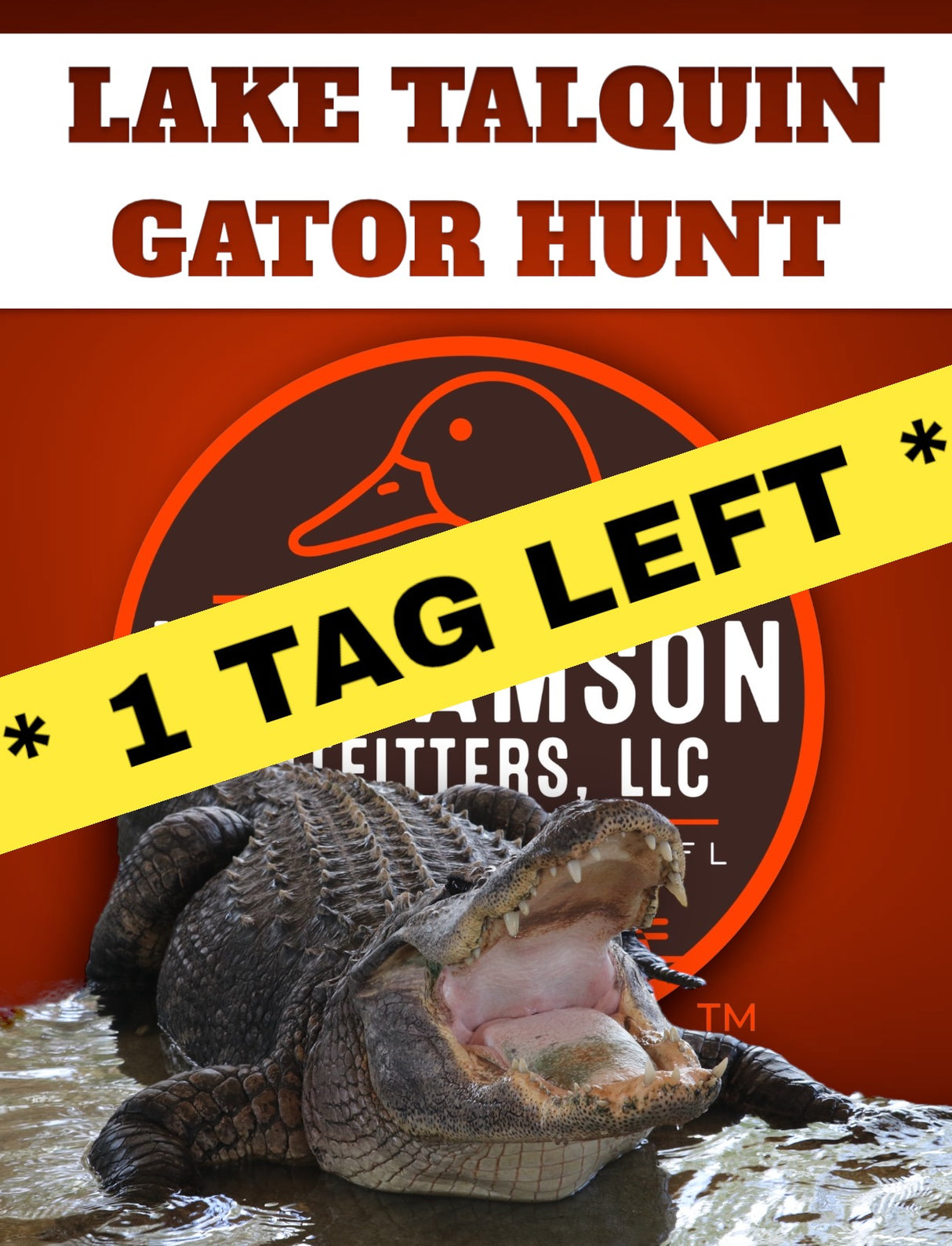 SPECIAL OPPORTUNITY - Lake Talquin, FL Gator Hunt, 1 Tag Available [BOOKING DEPOSIT]